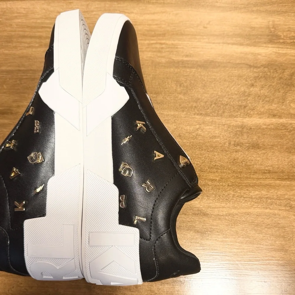 Karl Lagerfeld Black Sneakers with Gold Accents - Picture 3 of 13